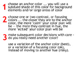 miniature text slide of 3 steps for creating a color scheme
